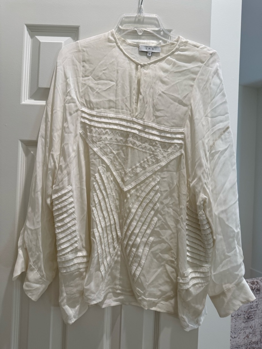 IRO Ivory Embroidered Pintuck Blouse